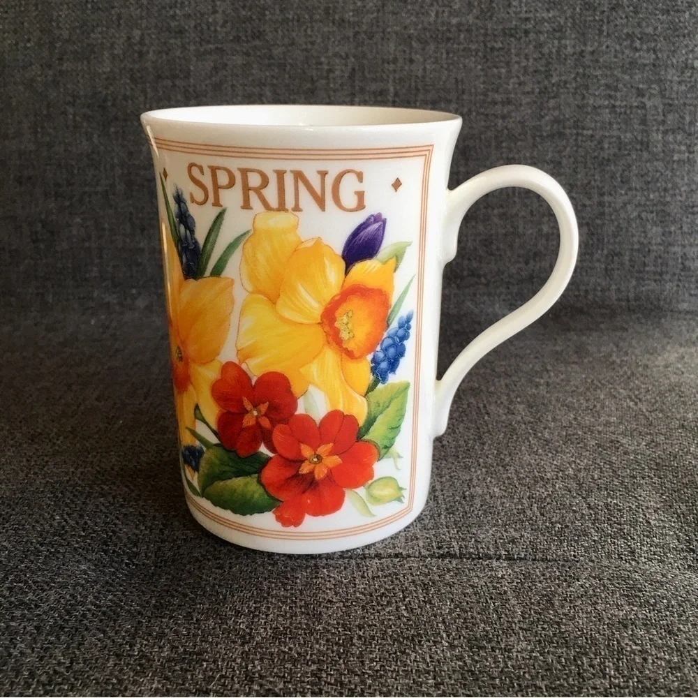 Vibrant, Colorful, Floral Fine Bone China Coffee or Tea Mug, 10 oz